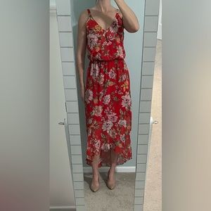 Red floral dress